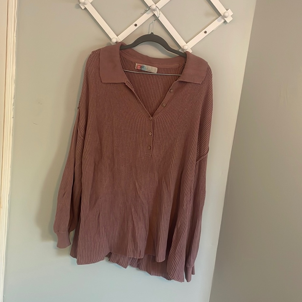 Free People Beach knitted Henley Top